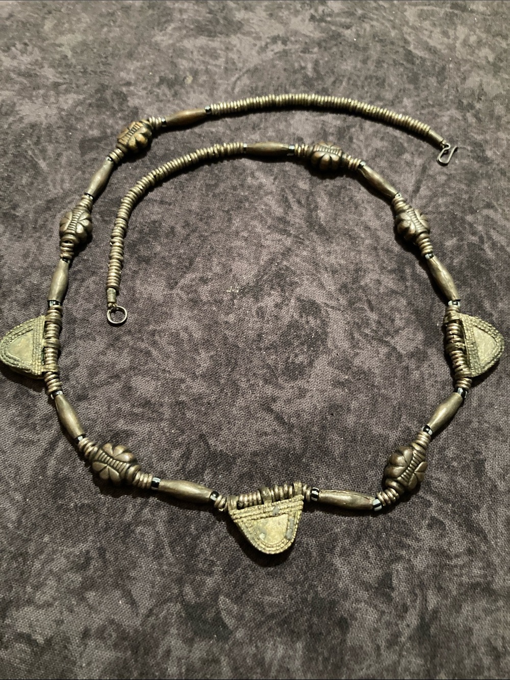 Vintage Inspired Dark Silver Tone Beaded Necklace